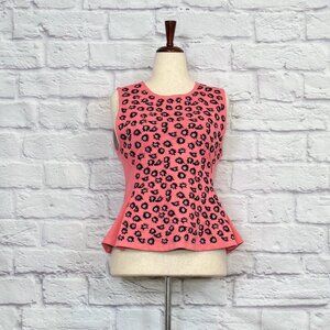 Kenzo Coral Jersey Floral Embroidered Peplum Top